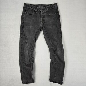G Star Raw Jeans Mens 33x32 Black A‎ Crotch 3D Tapered Button Moto Streetwear